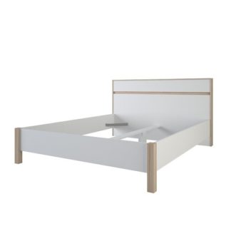 An Image of Corban Wooden King Size Bed In Brushed Oak And White Pearl