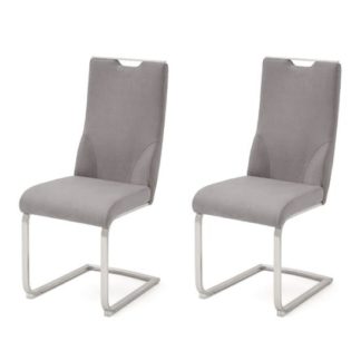 An Image of Jiulia Ice Grey Cantilever Dining Chair In A Pair