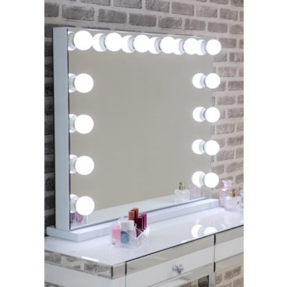 An Image of Hollywood Landscape Dressing Mirror With White High Gloss Frame