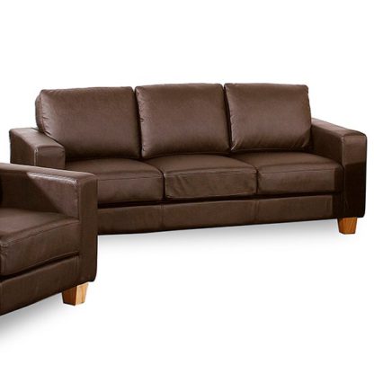 932b90c9c0d13b8ffb2ebd1b726630c131cf6671ff443f39a2d04f6e4f5cfbbb.jpg An Image of Wasp PU Leather 3 Seater Sofa In Brown