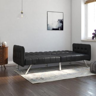 An Image of Emily Leather Convertible Clic Clac Sofa bed In Black