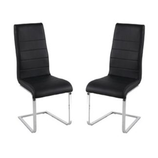 An Image of Evolve Black Finish Dining Chairs In Pair
