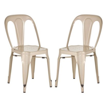 9413226b3377b09cd4b7e5f660248ac26ca0d956adc76ed9c4832655cc49ad2b.jpg An Image of Dschubba Champagne Metal Dining Chairs In Pair