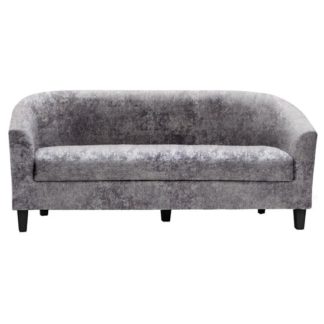 An Image of Leporis Crushed Velvet 3 Seater Sofa In Silver