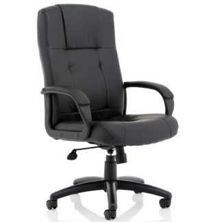 An Image of Compton Leather Executive Office Chair In Black With Arms