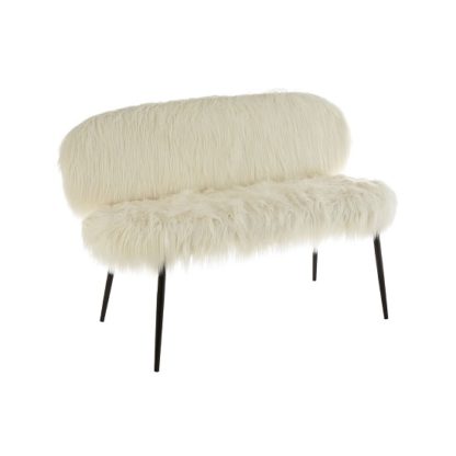 An Image of Merope White Faux Fur Sofa In Pair With Black Legs
