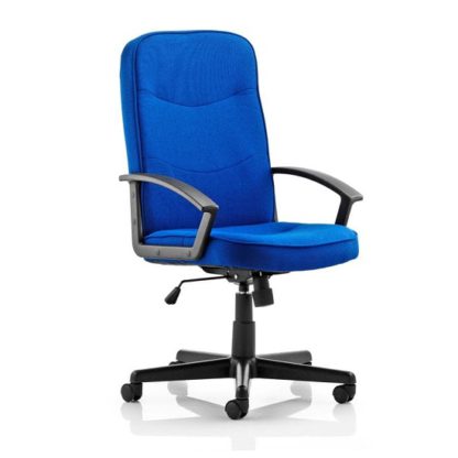 An Image of Janelle Fabric Office Chair In Blue With Padded Seat