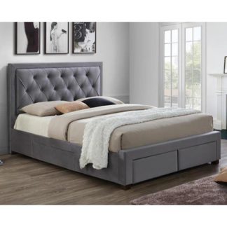 An Image of Woodbury Fabric King Size Bed In Grey