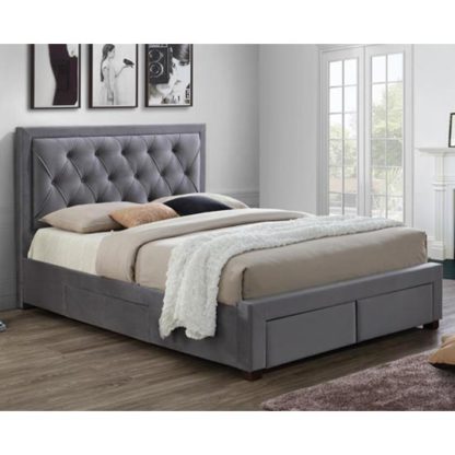 An Image of Woodbury Fabric Super King Size Bed In Grey
