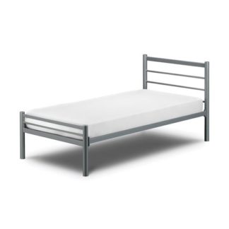 An Image of Lasca Metal Small Single Bed In Aluminium Finish
