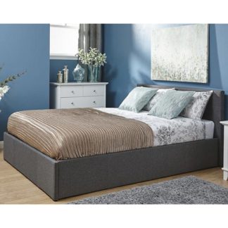 An Image of Side Lift Ottoman Fabric Double Bed In Grey