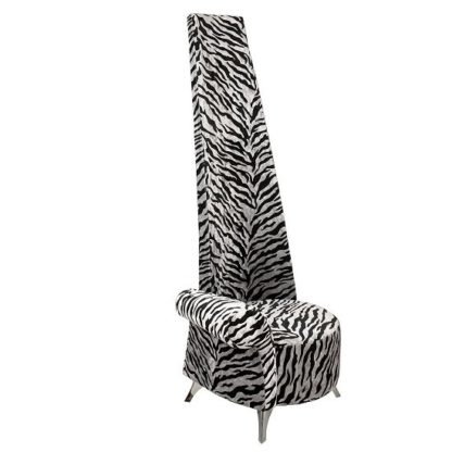 An Image of Amily Right Handed Potenza Chair In Silver Velvet Tiger Print