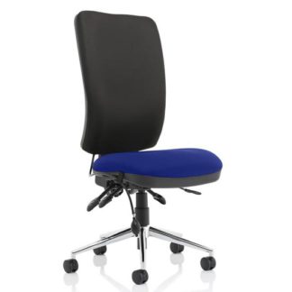 An Image of Chiro High Black Back Office Chair In Stevia Blue No Arms