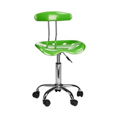 94fa650f08161b1d46688ec61965a2641bc218f6cd22bcf29f583e5b574a2411.jpg An Image of Hanoi Office Chair In Green ABS With Chrome Base And 5 Wheels