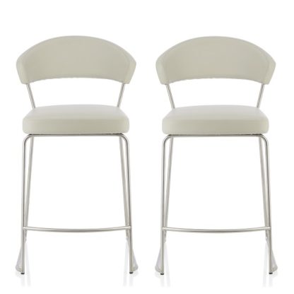 951ecc5edccb42a954b8cf20448126512163663a27515915203352decc527275.jpg An Image of Adelina Contemporary Bar Stool In Taupe Faux Leather In A Pair