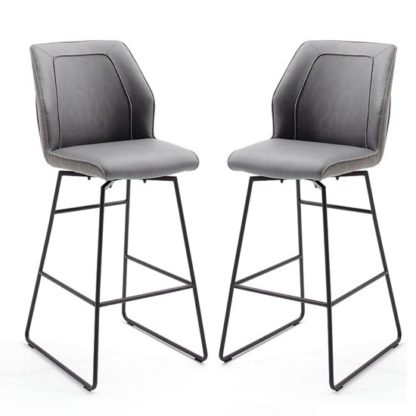 An Image of Aberdeen Grey PU Leather Bar Stool In Pair