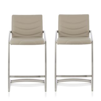 An Image of Darren Bar Stool In Taupe Faux Leather In A Pair