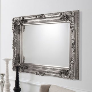 An Image of Louisa Rectangular Wall Mirror In Silver With Baroque Style