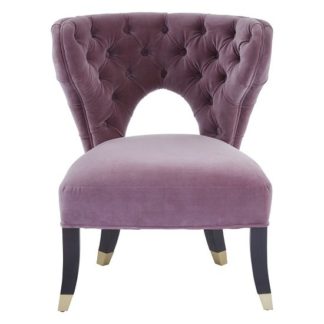 An Image of Marfik Upholstered Bedroom Chair In Lilac Finish