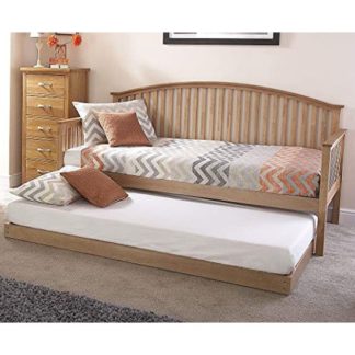 An Image of Madrid Wooden Single Day Bed With Guest Bed In Natural Oak