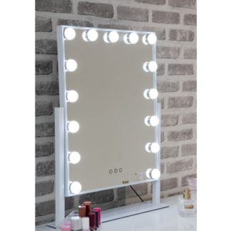 An Image of Hollywood Large Swivel Dressing Mirror In White High Gloss Frame