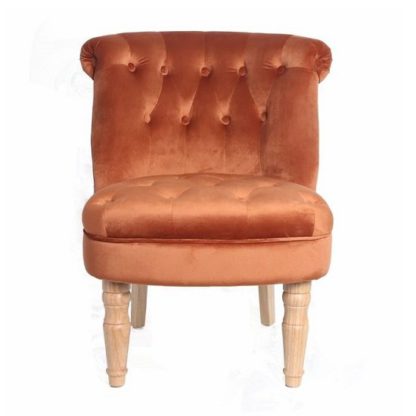 An Image of Carlos Boudoir Style Chair In Orange Fabric With Linen Effect