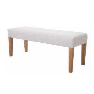 An Image of Webster Dining Bench In Beige Fabric With Wooden Legs