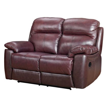 An Image of Aston Leather 2 Seater Recliner Sofa In Chestnut