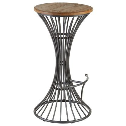 An Image of Maples Bar Stool In Wooden Seat With Metal Frame