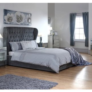 An Image of Toups Fabric Ottoman Storage King Size Bed In Grey