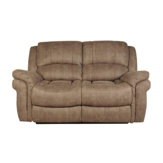 An Image of Claton Recliner 2 Seater Sofa In Taupe Leather Look Fabric