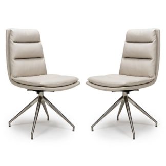 An Image of Nobo Taupe Faux Leather Dining Chair In A Pair With Steel Legs