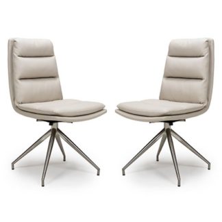 An Image of Nobo Taupe Faux Leather Dining Chair In A Pair With Steel Legs