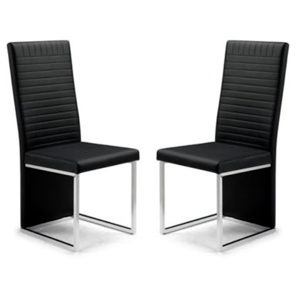 976f59ceeb4258a96fb573405394ed5bcc316b52b86944af0c91bedaf487d4a6.jpg An Image of Tempo Black Faux Leather Dining Chairs In Pair