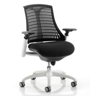 An Image of Flex Task Office Chair In White Frame With Black Back