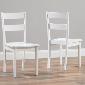 An Image of Antlia White Wooden Dining Chairs In Pair