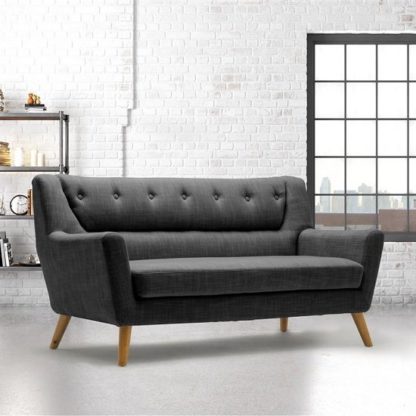 An Image of Stanwell 3Seater Sofa In Grey Fabric With Wooden Legs