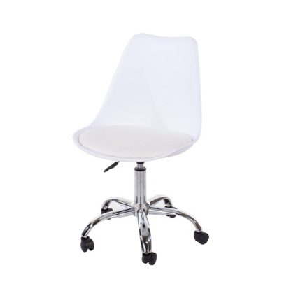 An Image of Cargo Office Chair In White With Chrome Base