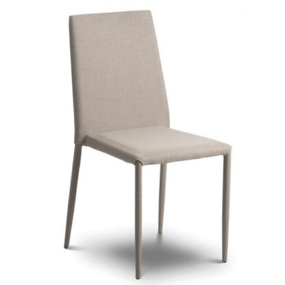 An Image of Fredo Fabric Dining Chair In Sand Linen