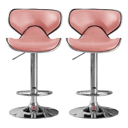 An Image of Hillside Pink PU Leather Bar Stool In Pair With Chrome Base