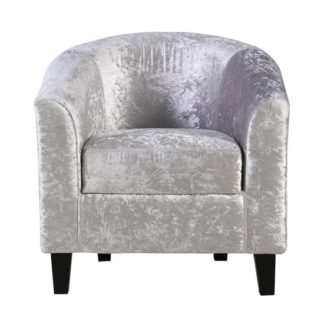 An Image of Crushed Velvet Tub Chair In Silver