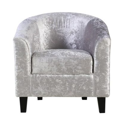 An Image of Crushed Velvet Tub Chair In Silver