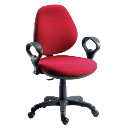 An Image of Nido Fabric Adjustable Office Chair In Red Finish With Wheels