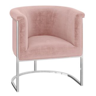 An Image of Martina Velvet Fabric Lounge Chair In Pink