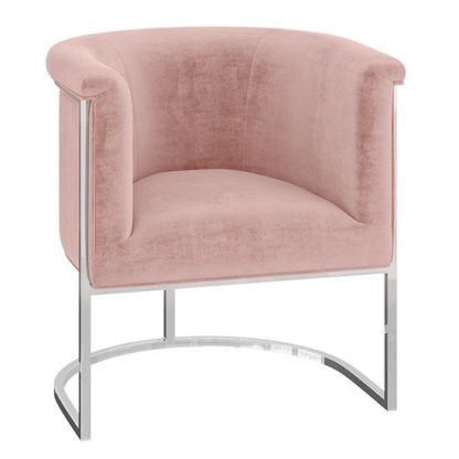 An Image of Martina Velvet Fabric Lounge Chair In Pink