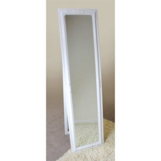 An Image of Rocco Cheval Floral White Frame Freestanding Mirror