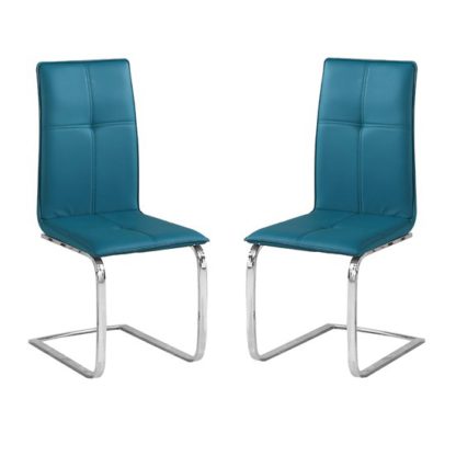 An Image of Opus Teal Finish Dining Chair In Pair