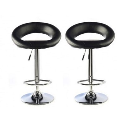 An Image of Murry Bar Stool In Black Faux Leather In A Pair