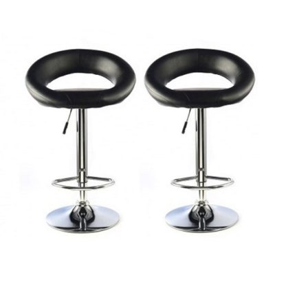 9917c213b29e04c1e8a1a61f5d4fff9f3971d08f44347c7da0e22e0b81baf234.jpg An Image of Murry Bar Stool In Black Faux Leather In A Pair