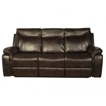 992a57cb0f32de98a6466493a8a9e629b9dc8c37de72dcd8a5744d7261c7478b.jpg An Image of Avery Recliner 3 Seater Sofa In Brown Faux Leather